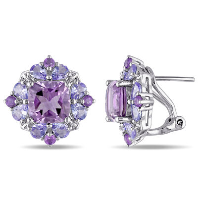 Amour Ohrstecker Sterlingsilber Amethyst und Tansanit