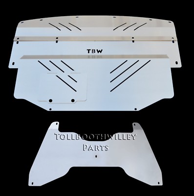 SILVER Aluminum Under Tray Splash Shield COMBO for 03-09 Nissan