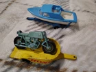 Lesney Matchbox Lot Of 2 No 9 Boat Trailer No 38 Honda Motorcycle Trailer