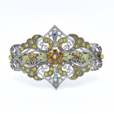 Beautiful Arched Diamond Shaped Crystal Metal Barrette