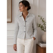 J. CREW Tweed Collar Lady Jacket Black White Neutral Sz 4 148 3Z28
