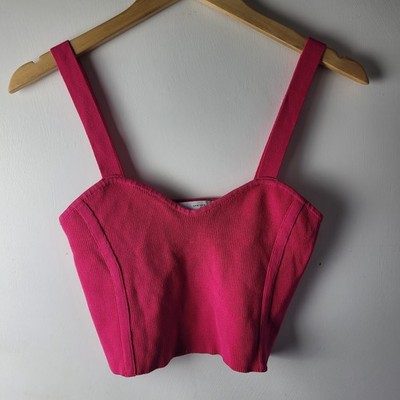 Zara Damen Gr. M Rosa Mieder Crop Stretch Bralette Trägertop Schlicht Freizeit Smart