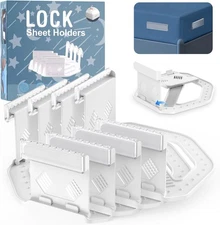 Upgrade Bed Sheet Holders for Corners Keep Sheets Firm & Tight, Foldable Lock