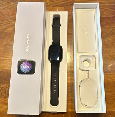 OPPO Watch 46 mm Wear OS Smartwatch Schwarz, Alu, Silikonarmband, OVP