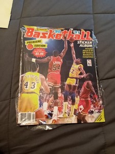 Panini '90'91 Basketball Premiere Edition Sticker Album With All 180 Stickers.