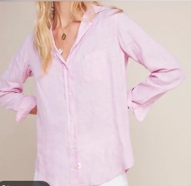 Grayson Frank and Eileen The Hero 100% Linen Shirt Womens S-2 Pink Beach Relaxed