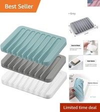 High-Quality 3-Pc Self-Draining Soap Dish Set - Safe, Stylish Easy to Clean
