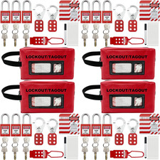 4-In-1 Lockout Tagout (Loto) Kit&ndash;Complete OSHA Safety Group Lock Out Hasps, Tag