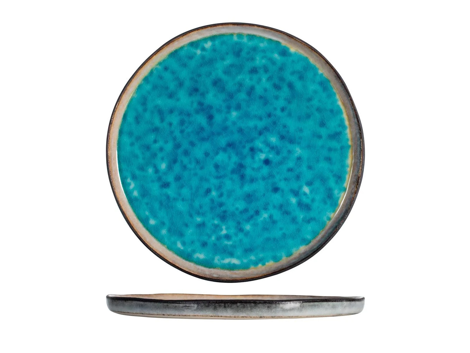 Assiettes plates TEIDE H&H en grès bleu de 27 cm pour table élégante