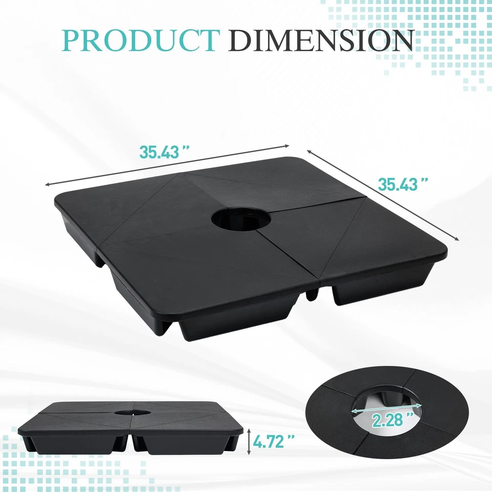 Aoodor 4件装重型悬臂偏移露台伞底座支架方板 — 第 4/4 张图片