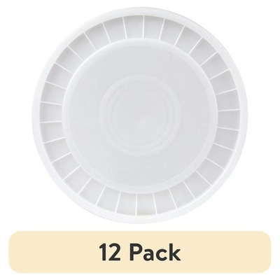 #ad 5 Gallon Bucket Lid 12 Pack White Plastic Press On Spill Proof Stackable $30.99