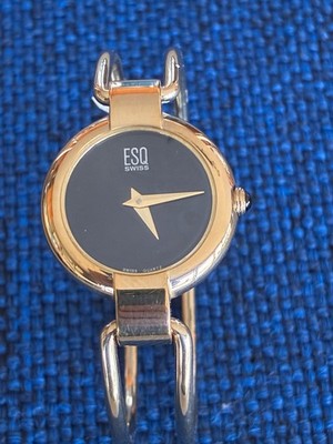 ESQ Swiss Women's Bangle Watch E5365 Gold Tone Black Dial NEW OLD STOCK Early 00