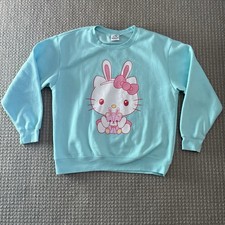 Sanrio Hello Kitty Mint Green Sweatshirt - Crewneck Women XL Easter Bunny Ears