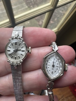 Pair Of Hamilton Ladies Cocktail Watches 10K Gold Filled & RGP For Parts Repair