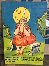 1944 Posted Funny Comic Post Card Here I Sit with My Great Big Lazy Moon Vintage