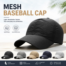 Breathable Mesh Baseball Cap UV Sun Protection Adjustable Sports Hat Unisex