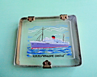 UNION CASTLE LINE RMMV ATHLONE CASTLE : CRUISE SOUVENIR PERSPEX CIGARETTE BOX