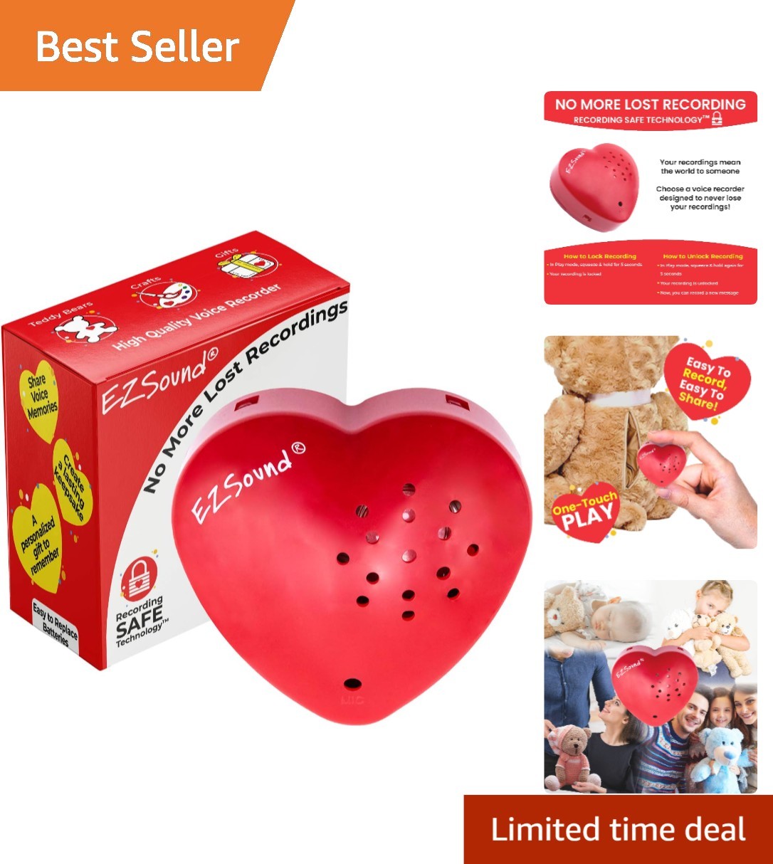 Teddy Bear Voice Recorder | 30 sec Stuffed Animal Voice Reco