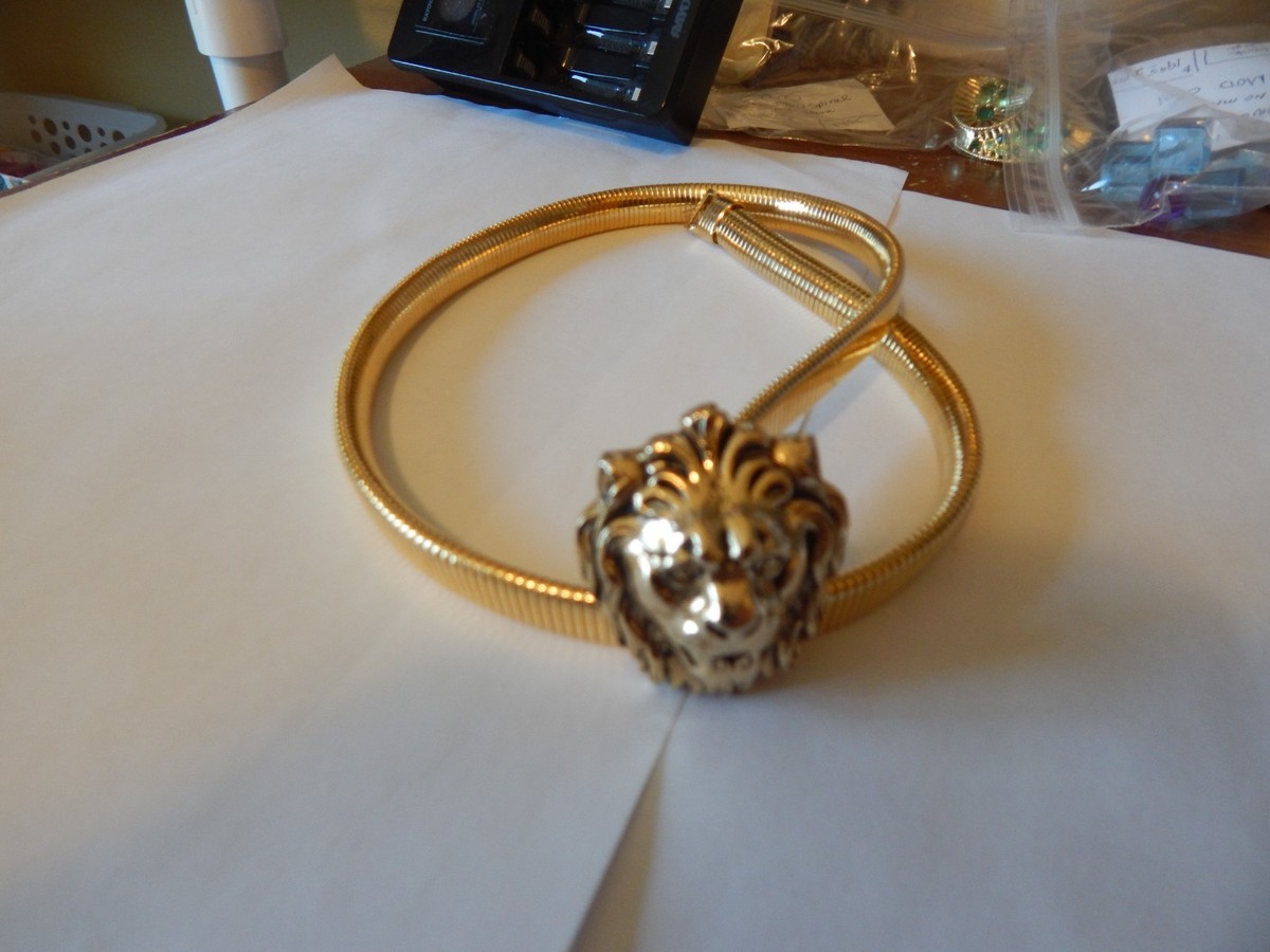 Accessocraft Large Gold Lion Head Belt vintage accessocraft ny gold toned lion heads belt buckle | eBay main image 3
