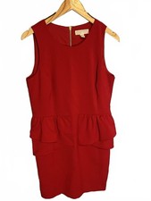 Michael Kors Sz 12 red sleeveless peplum dress Sheath Career Party Lined