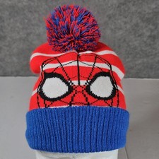 Marvel Spider-Man Knitted Pom Beanie Hat Unisex One Size Winter Red White Blue