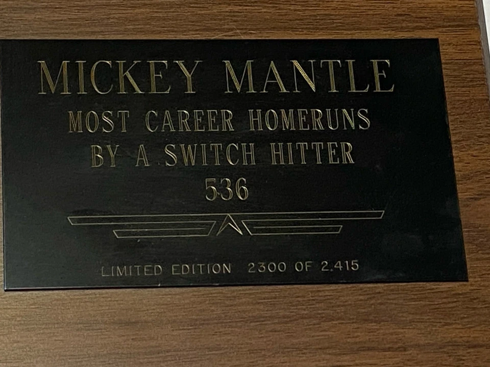 Placa Autografiada MICKEY MANTLE Ltd 2300 de 2.415 Ver Foto y Descripción Foto 4 de 4