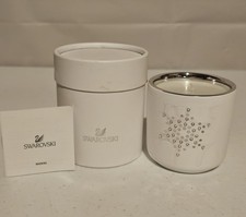 Swarovski Crystal Candle White Ceramic Holder Snowflake Design Holiday New!