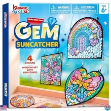 Klever Kits 4-Piece Suncatcher Art Set - Gem Painting & Diamond Craft for Kids