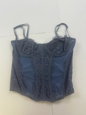 Out From Under Urban Outfitters Lace Corset Top Blue Mesh Bustier Medium