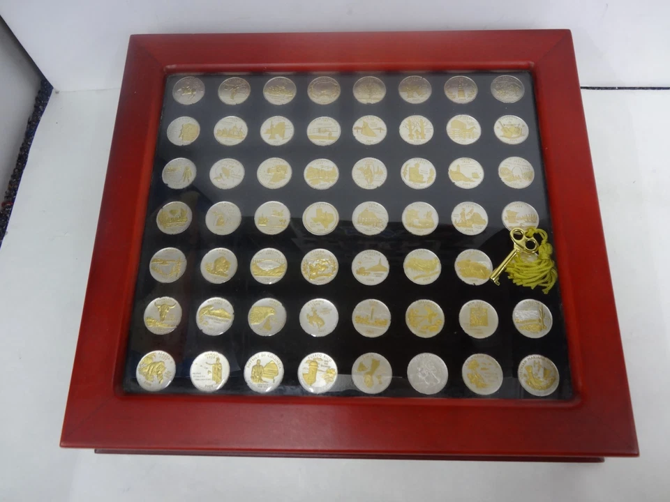 Statehood Quarter collection w/ Gold and Silver highlights with case by PCS - Image 3 of 4