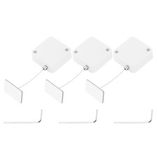 4.9 ft Retractable Cable Security Lock with Square Patch 600g, White, 3 Pack