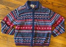 Vintage Tiara International Cotton Knit Zip Fair Isle Sweater Jacket Women s XL
