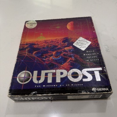 Outpost Big Box PC Game, Sierra Multimedia Build Mankind In Space, 1994 CD-ROM