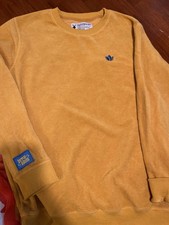 Dutch Bros Mustard Yellow Crew Neck Sweatshirt Size Medium Embroidered Logo