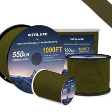 VITALUXE Paracord 550 4mm 7 Triple Strands 100FT Army Green Utility Rope