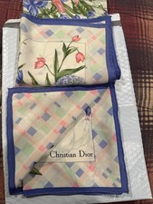 Christian Dior Floral Plaid Multicolor Collectible Handkerchief