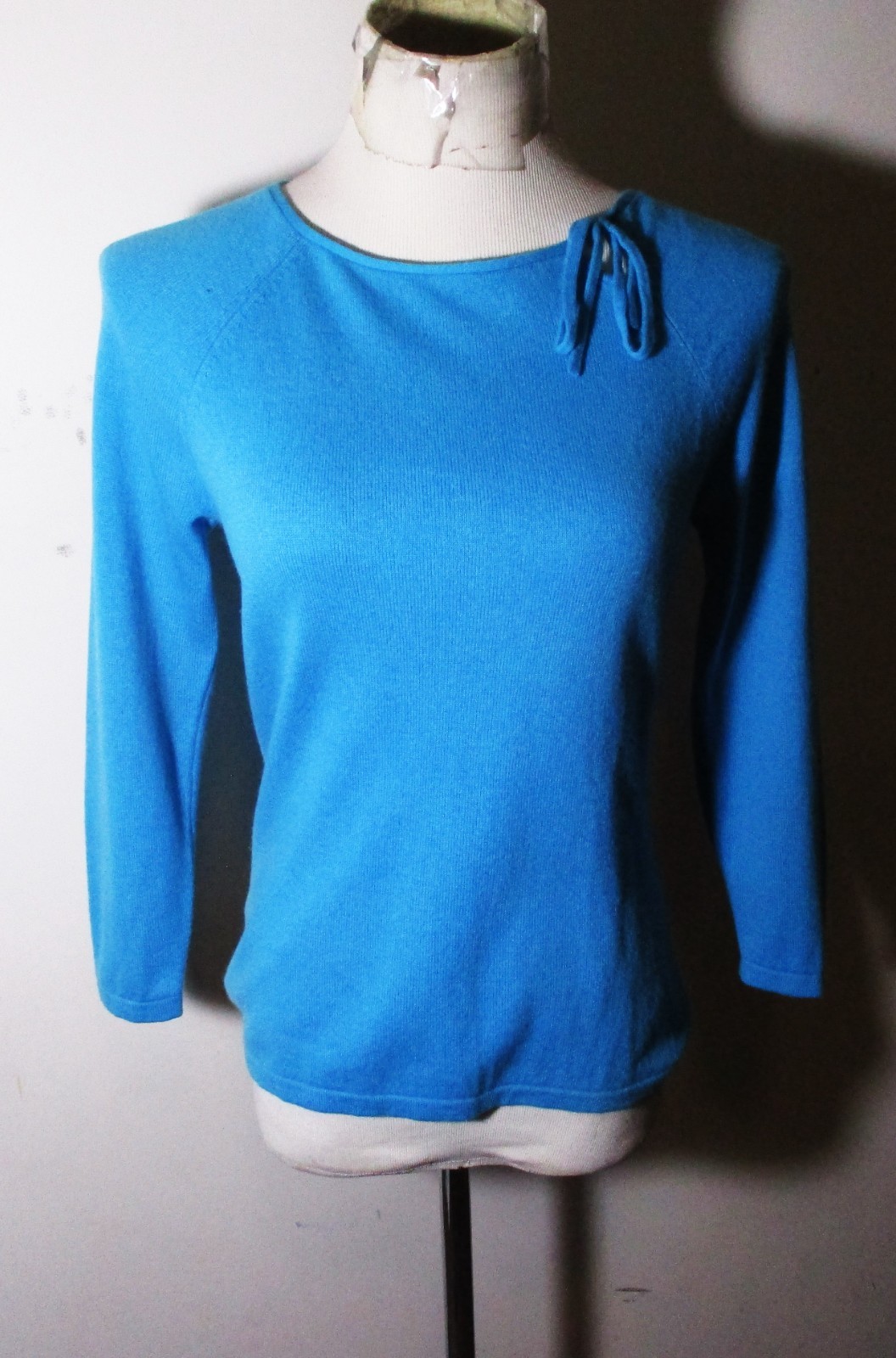 ANN TAYLOR Blue 100% Cashmere 3/4 Sleeve Sweater Women's Size S