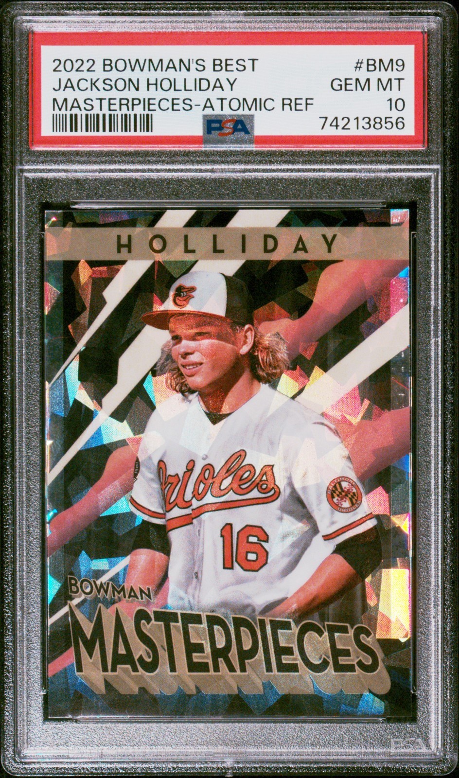 2022 BOWMAN'S BEST MASTERPIECES #BM-9 JACKSON HOLLIDAY ATOMIC REFRACTOR PSA 10