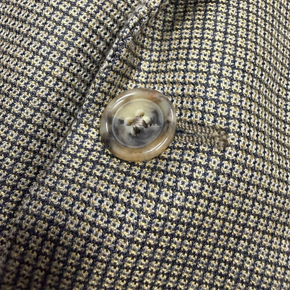 Blazer Jack Victor Lana Seda Tela Texturizada Abrigo Deportivo Beige Micro-Check 44 S Foto 4 de 4