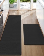 Color G 2 Pc. Kitchen Mats Set, Anti Fatigue - 150cm x 44cm, 75cm x 44cm - Black