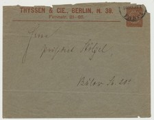 Berlin 1887 Ganzsache Berlin 26.Oct.87 Privat Berliner Stadtverkehr - besch&auml;digt