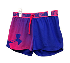 Under Armour HeatGear Big UA Logo Shorts Girls Purple Loose Fit Active Shorts L