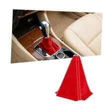 Car Shift Boot Cover, Suede Leather Vehicle Manual Automatic Gear Red/White