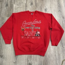 Vintage Grandma The Next Best Thing To Santa Christmas Crewneck Swestshirt XL