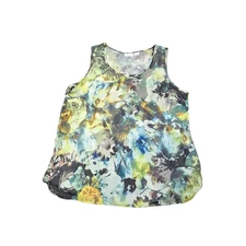 LIZ CLAIBORNE Women's Multicolor Floral Chiffon Sleeveless Top Sz XL Semi Sheer