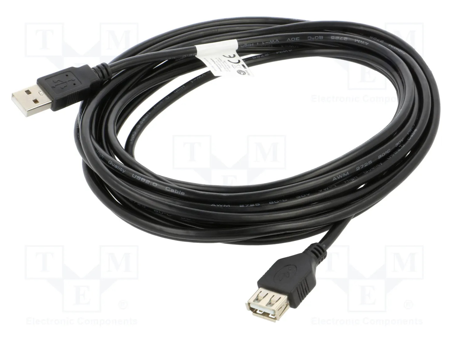 Cable USB Lanberg CA-USBE-10CC-0050-BK 5m USB 2.0 A a A Chapado en Oro Negro - Imagen 2