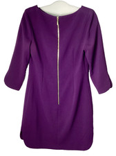 Eliza J Purple Sheath Dress 8 3/4 Sleeve Shirttail Hem Lined Office Career Work