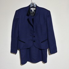 Vintage Christian Dior Suit 2 Piece Houndstooth Purple/black Size 12 USA Made