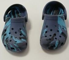 Crocs Kids Paintsplash Multi Color Clogs/ Unisex / Blues and Black/Size C 9