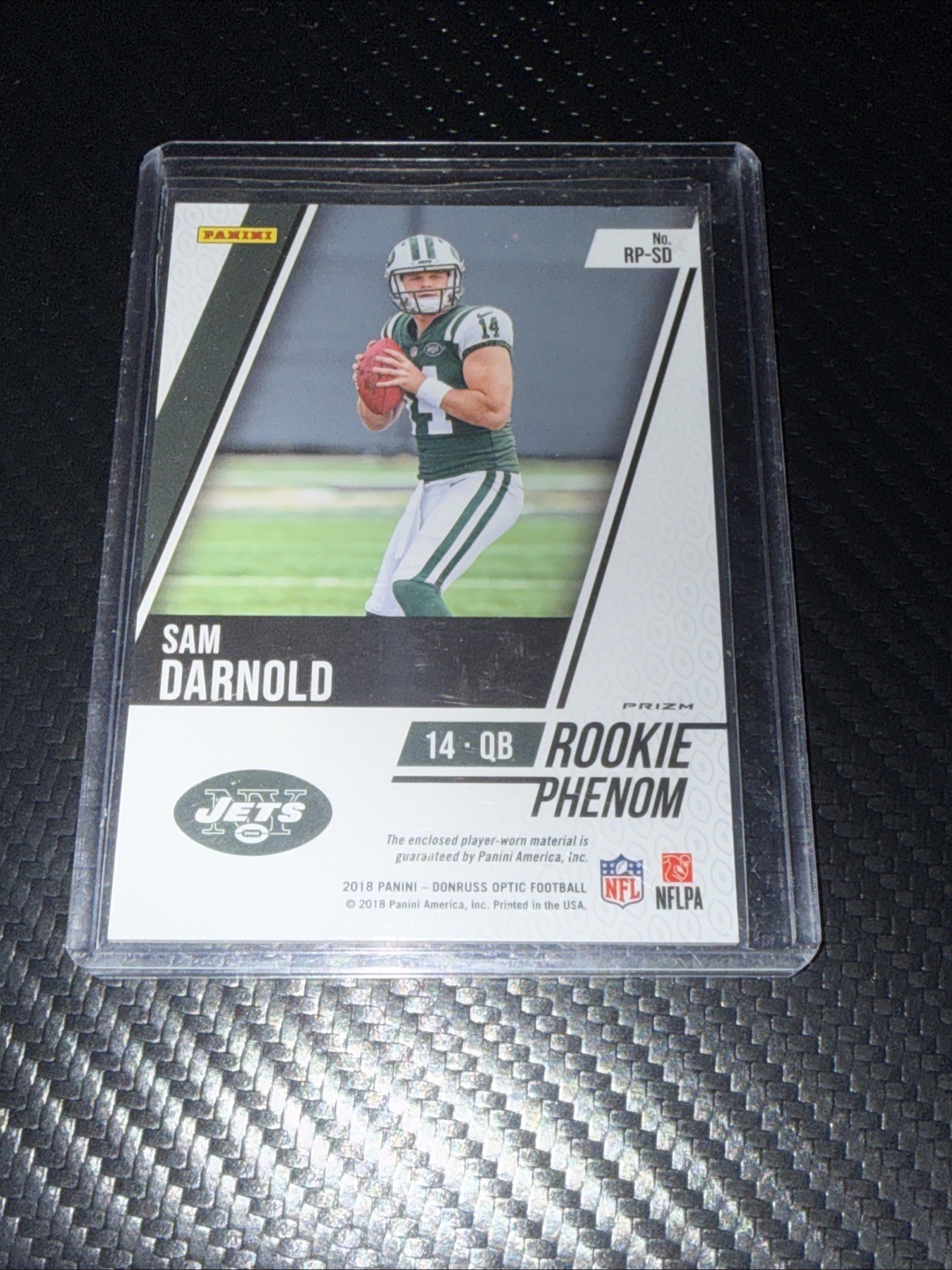 2018-19 Panini Donruss Optic Rookie Phenom Sam Darnold RC Jersey Jets